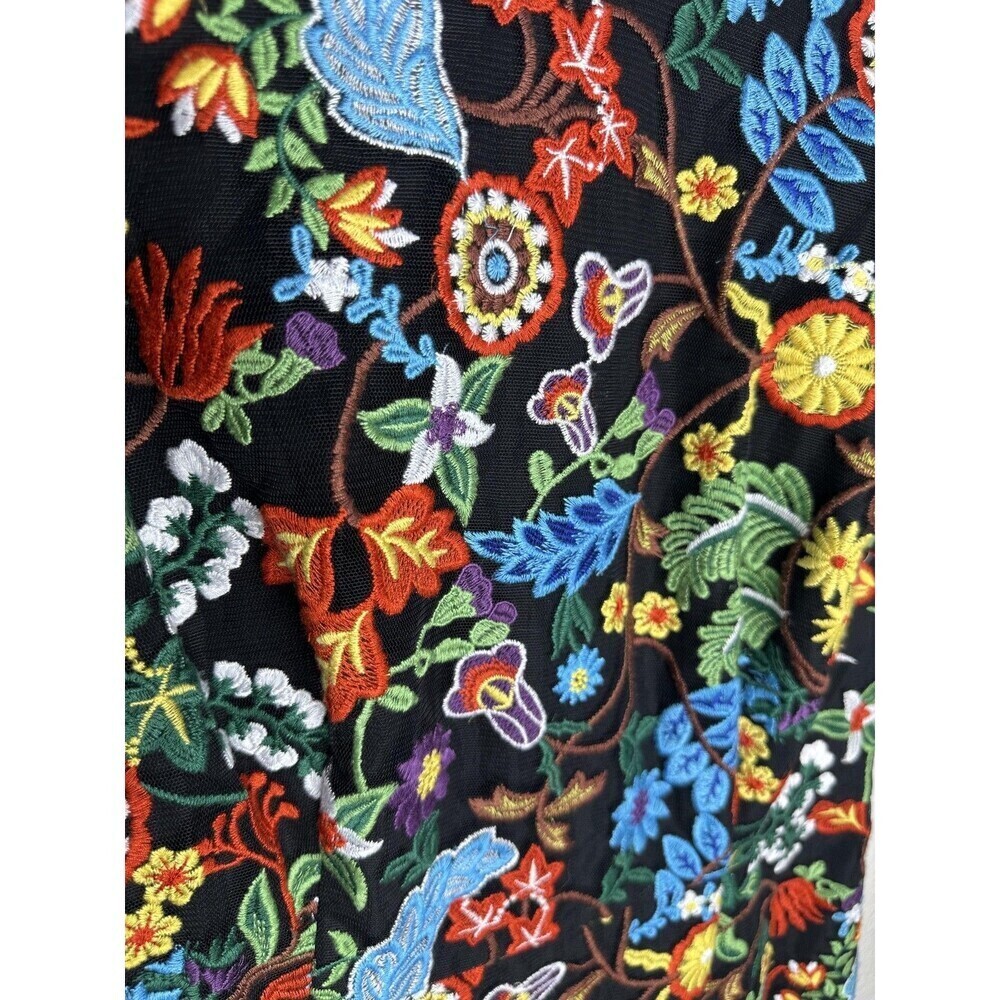 New York & Company Dress Womens 4 Black Floral Embroidered Sheath Short Sleeve - Picture 3 of 8
